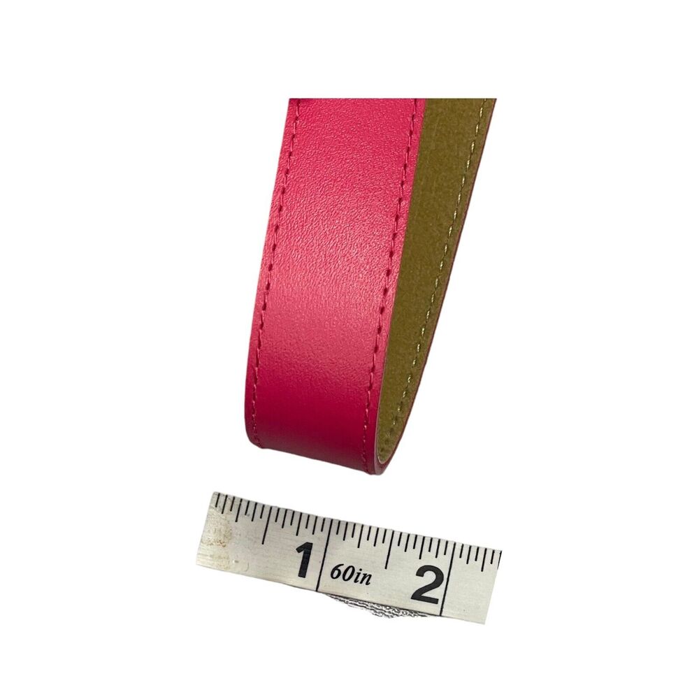 Women's Belt Size 16 Pink Faux Leather Gold-Tone Metal Buckle Dress Casual Wear - Picture 5 of 6